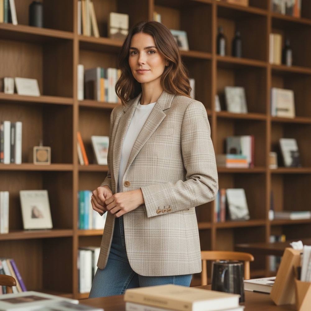 Emporio Armani Beige Textured Blazer